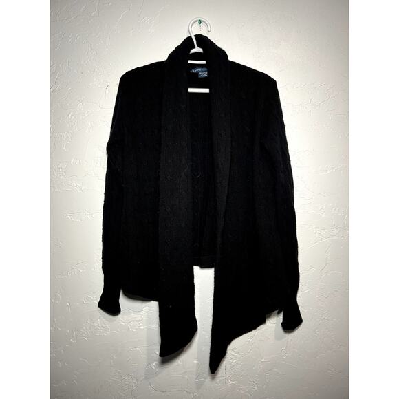 Ralph Lauren black open front cozycore wool cashmere contemporary cardigan small - Picture 1 of 5